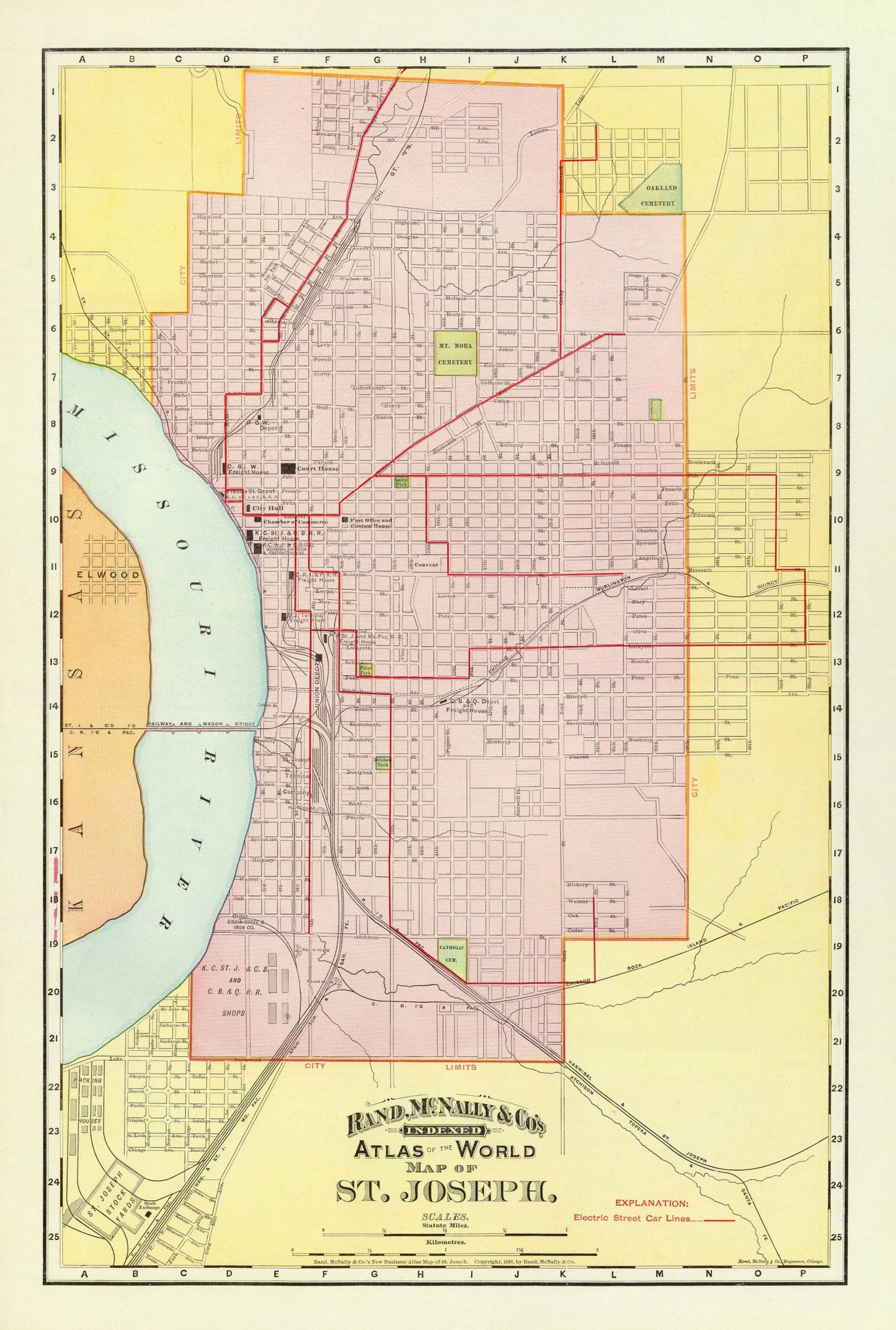 Vintage Map of Saint Joseph, Missouri, 1897
