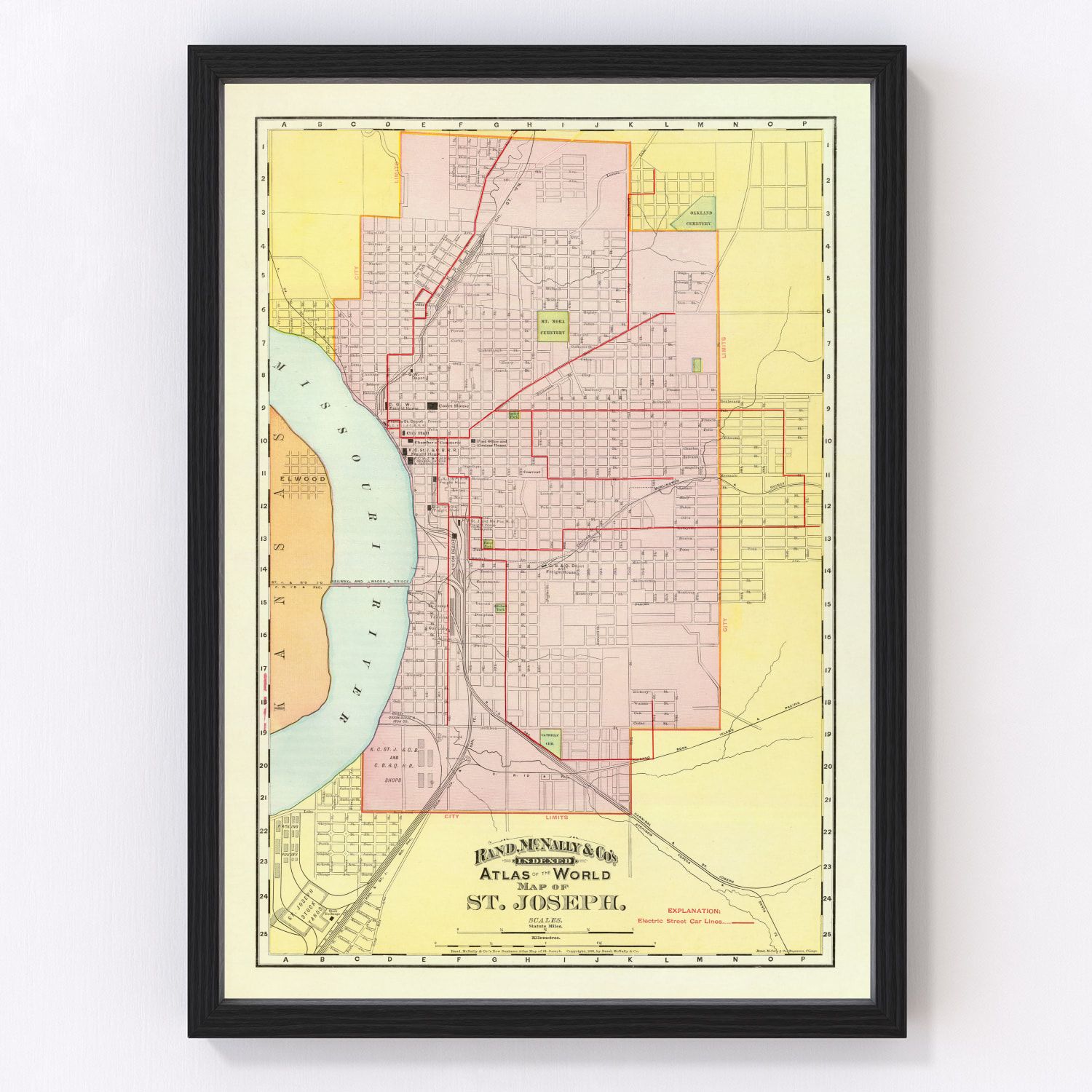 vintage map of Saint Joseph, Missouri, 1897