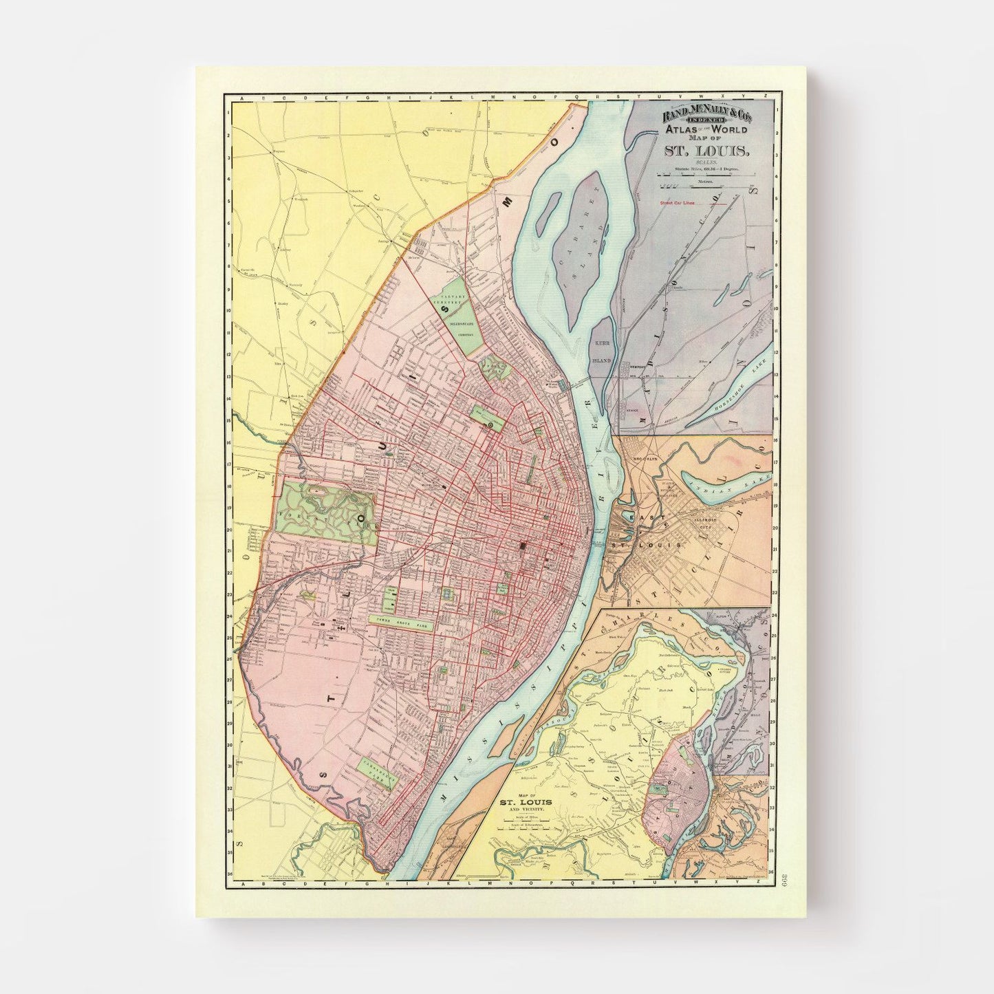 Vintage Map of Saint Louis, Missouri, 1897