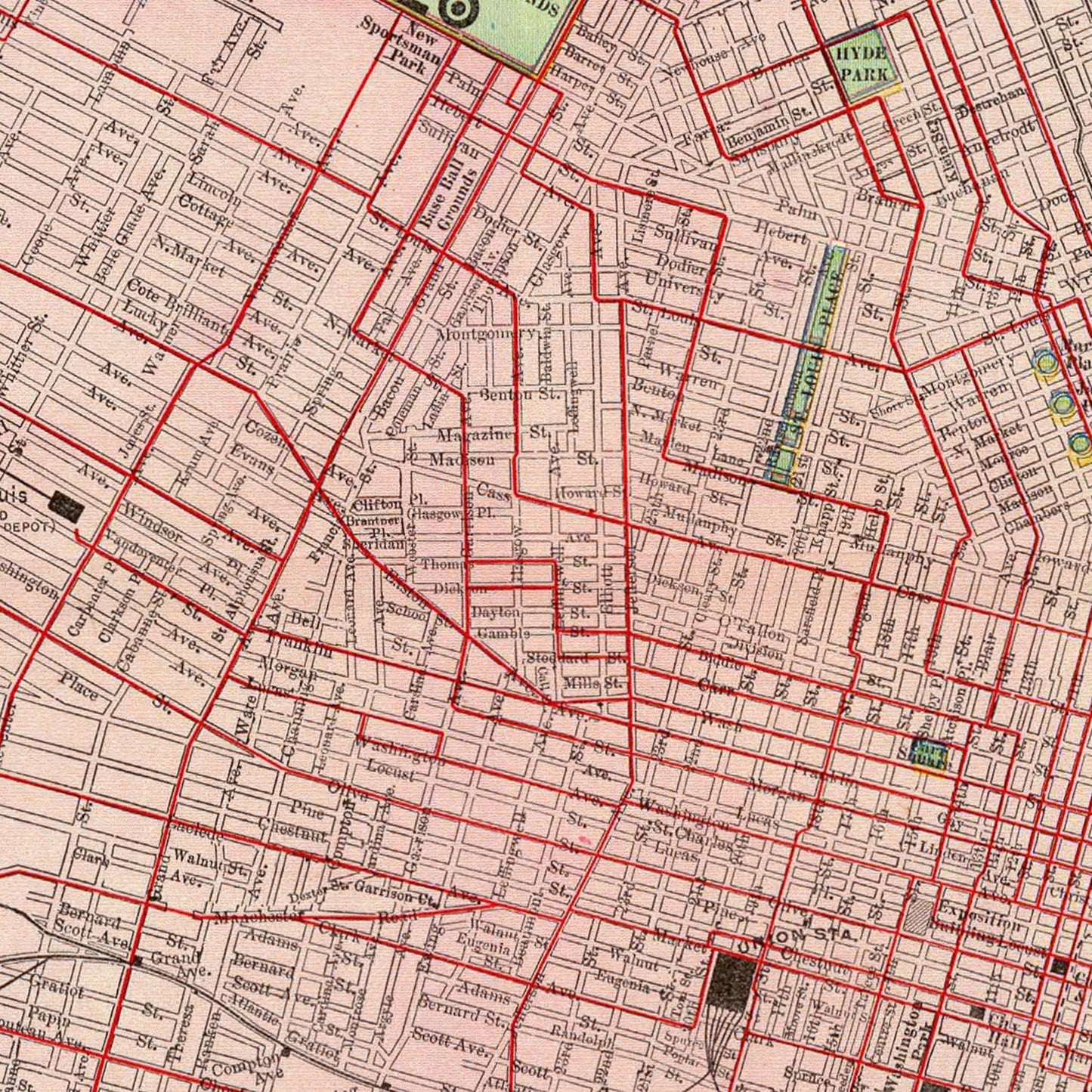 Vintage Map of Saint Louis, Missouri, 1897