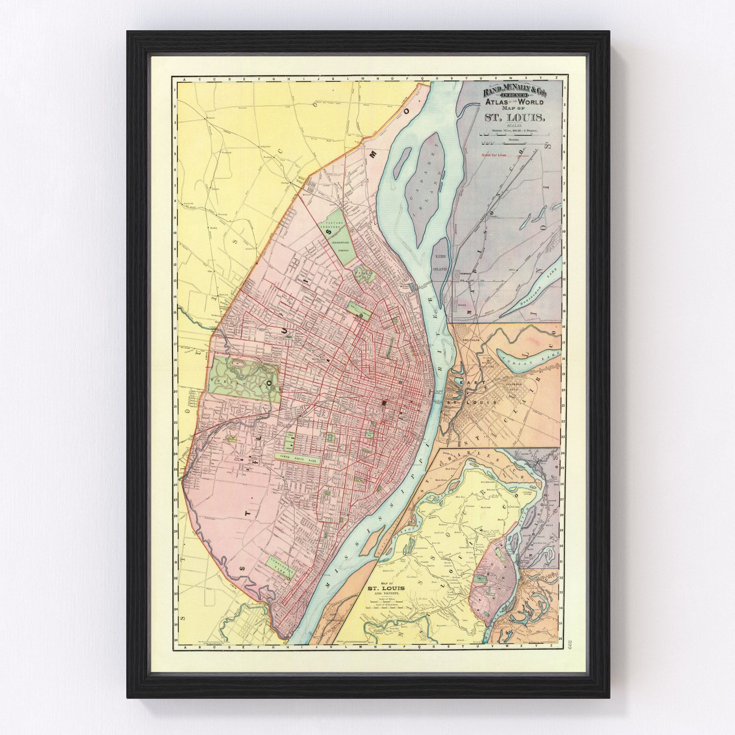vintage map of Saint Louis, Missouri, 1897