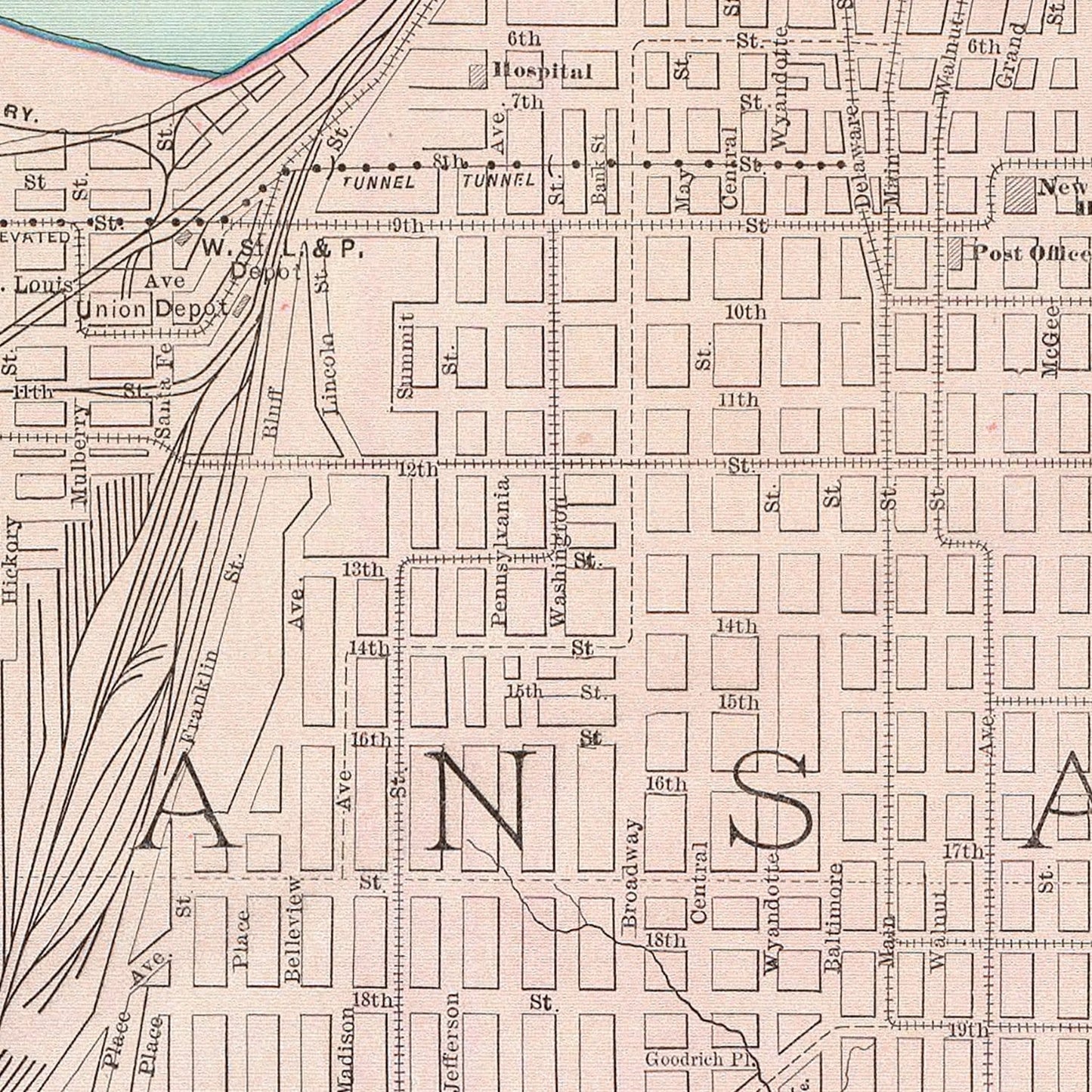 Vintage Map of Kansas City, Kansas, 1897