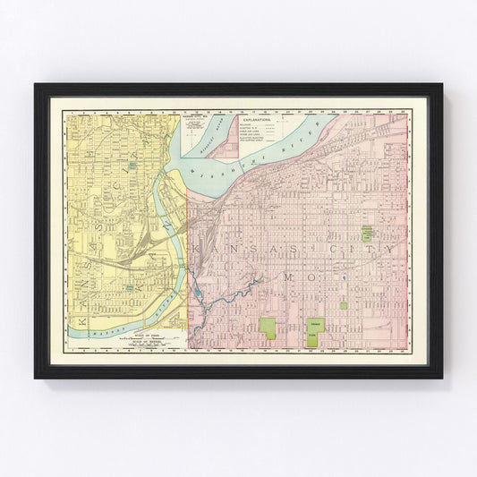 Vintage map of Kansas City, Kansas, 1897