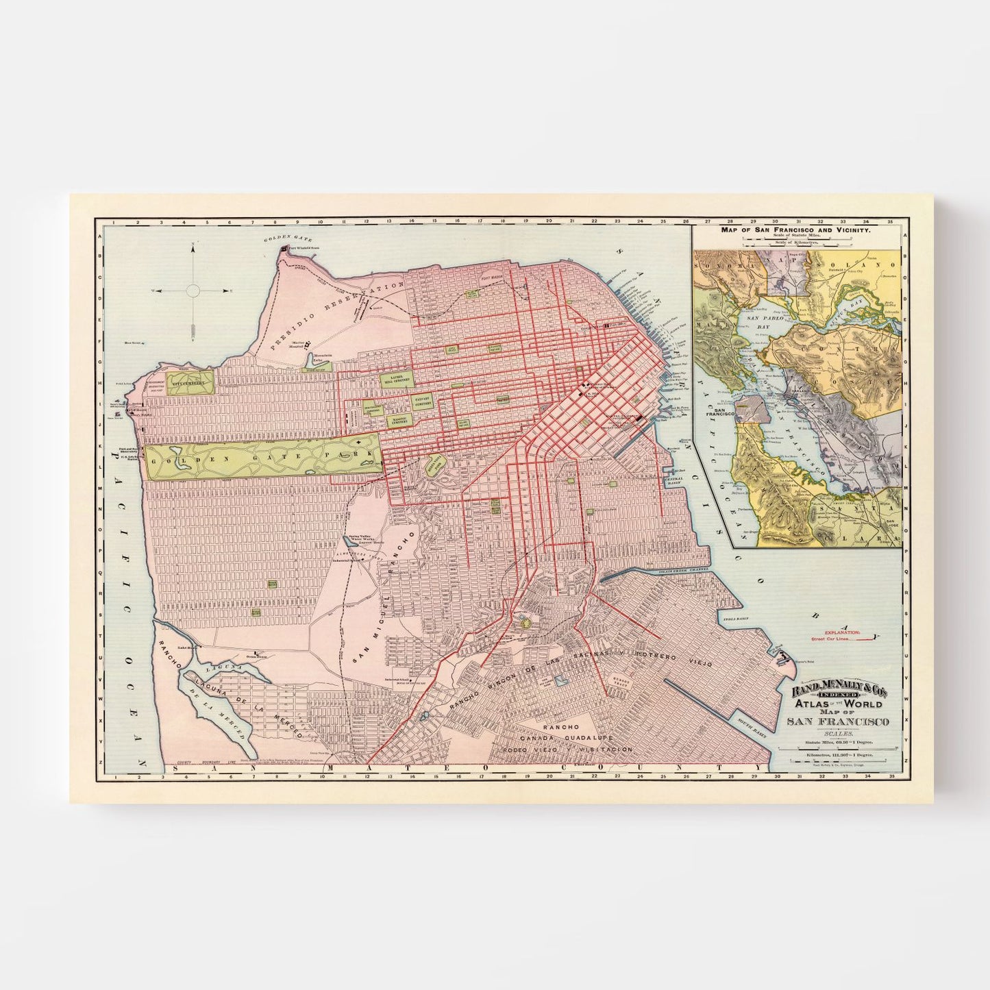 Vintage Map of San Francisco, California, 1897