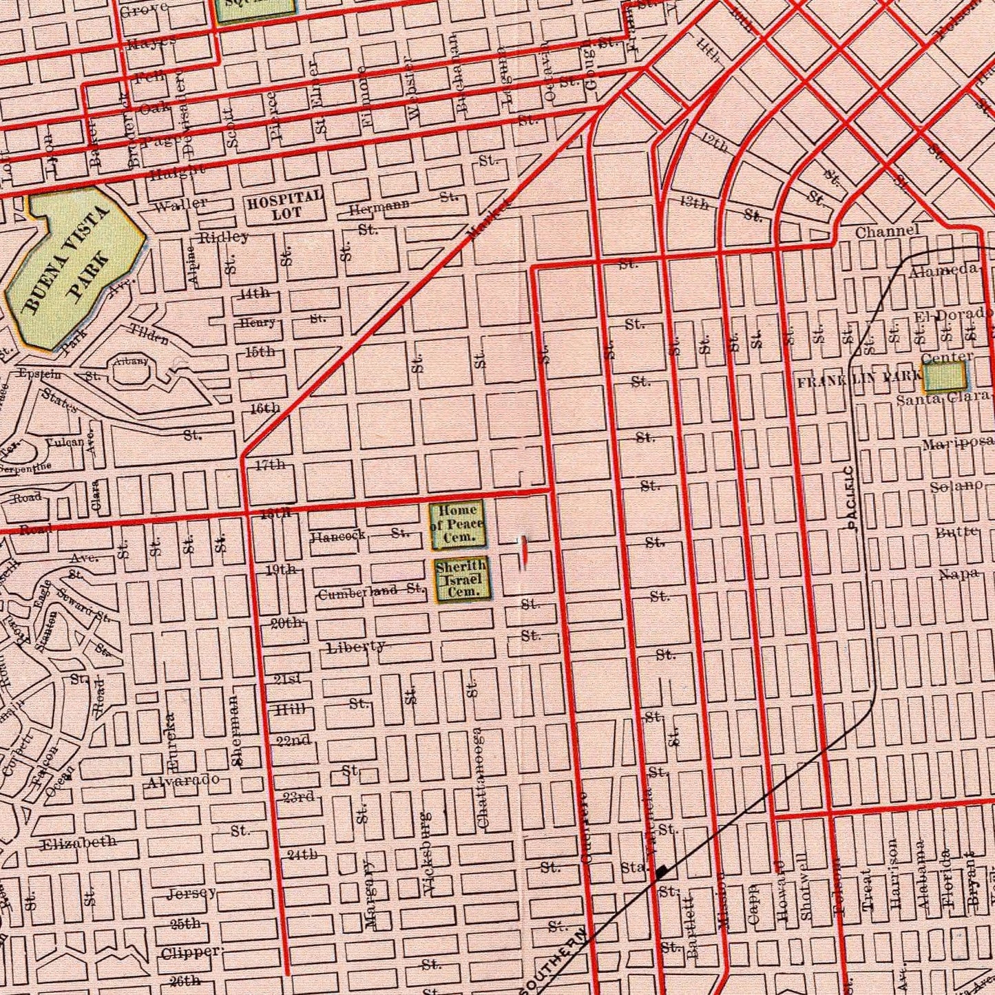 Vintage Map of San Francisco, California, 1897