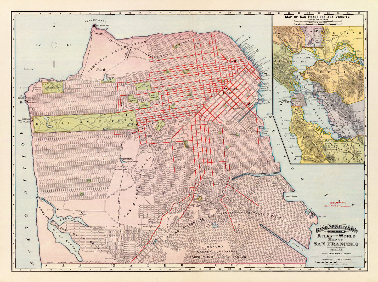 Vintage Map of San Francisco, California, 1897