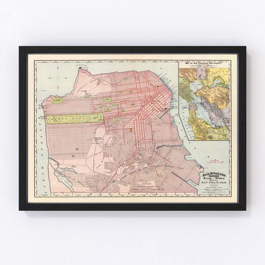 vintage map of San Francisco, California, 1897