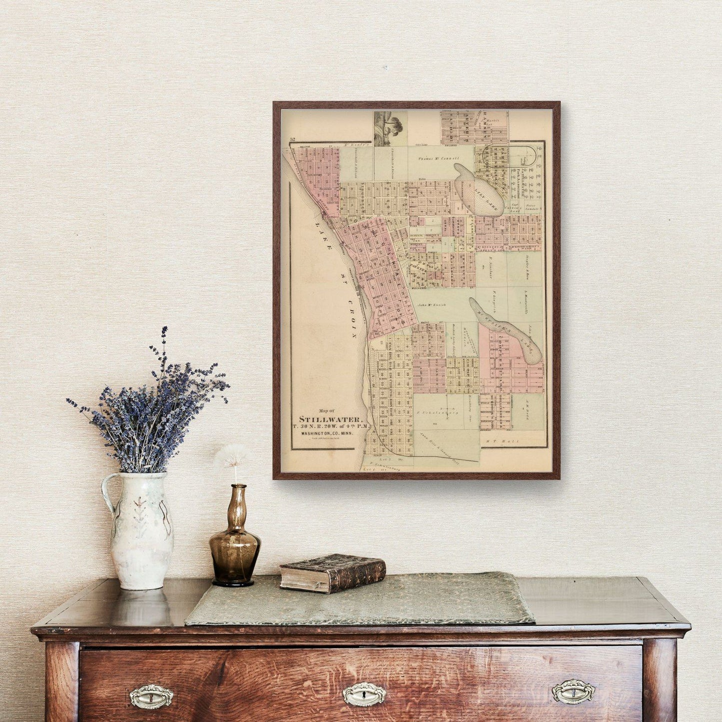 Vintage Map of Stillwater, Minnesota, 1874