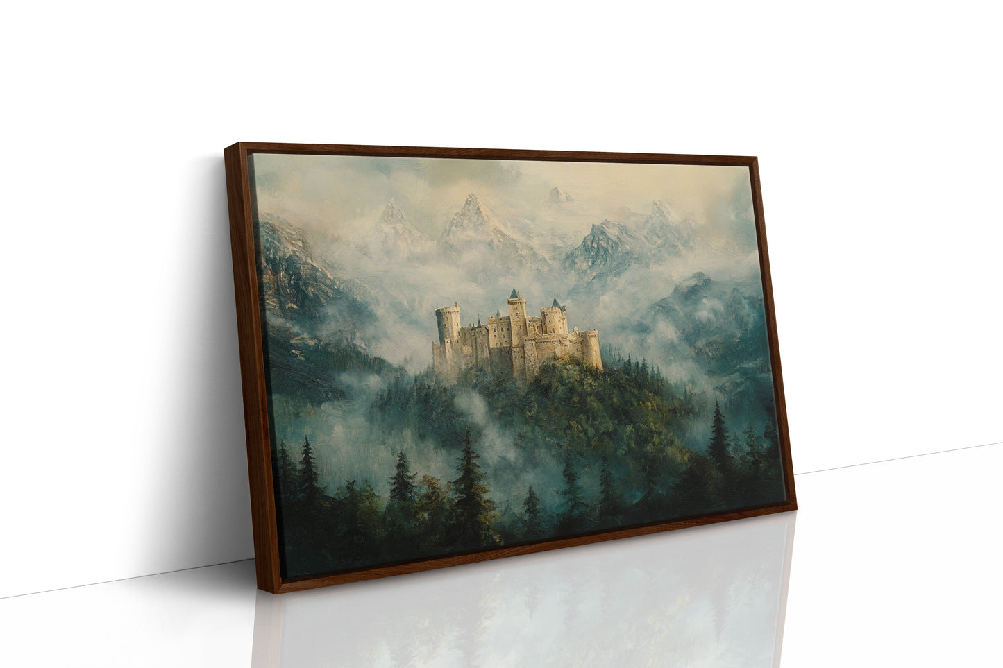 Misty Mountain Castle Fantasy Landscape Wall Art Print