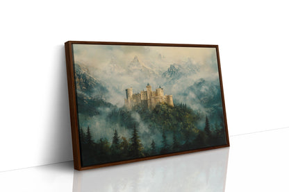 Misty Mountain Castle Fantasy Landscape Wall Art Print