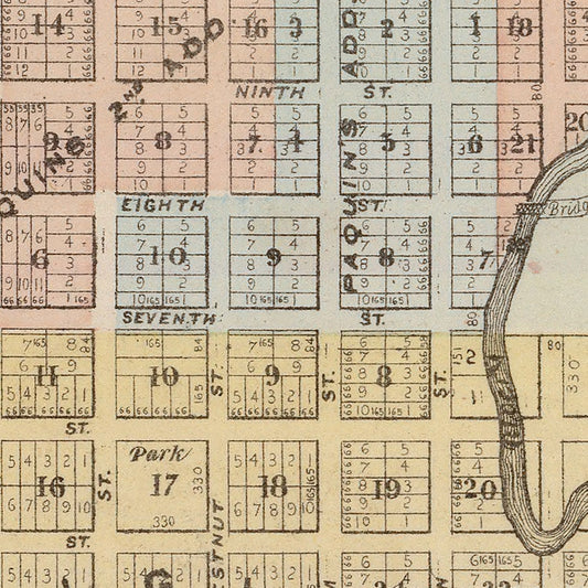 Vintage Map of Faribault, Minnesota, 1874