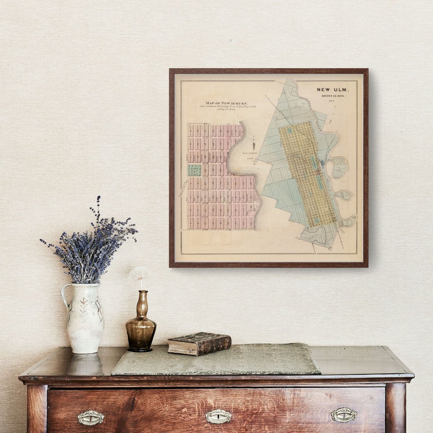 Vintage Map of New Auburn, Minnesota, 1874