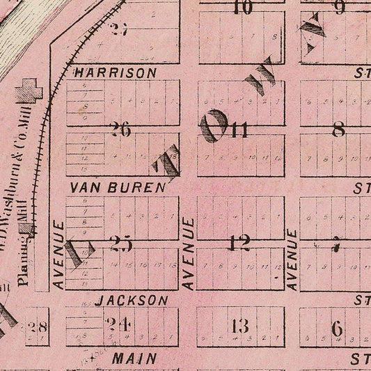 Vintage Map of Anoka, Minnesota, 1874