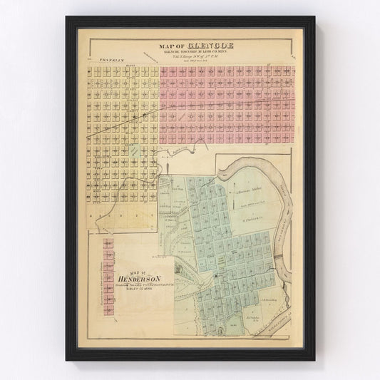 Vintage map of Glencoe, Minnesota, 1874