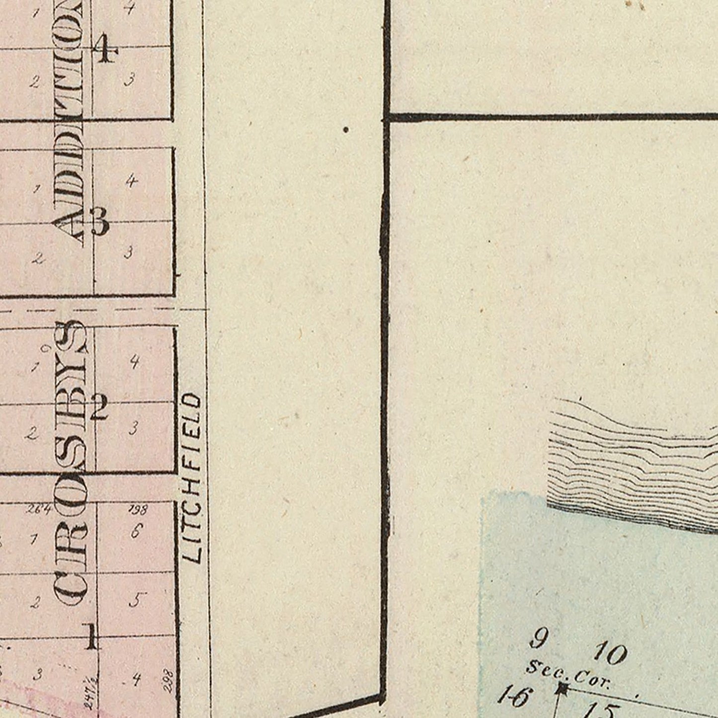 Vintage Map of Litchfield, Minnesota, 1874