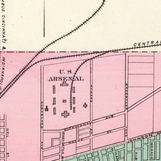 Vintage Map of Columbus, Ohio, 1872