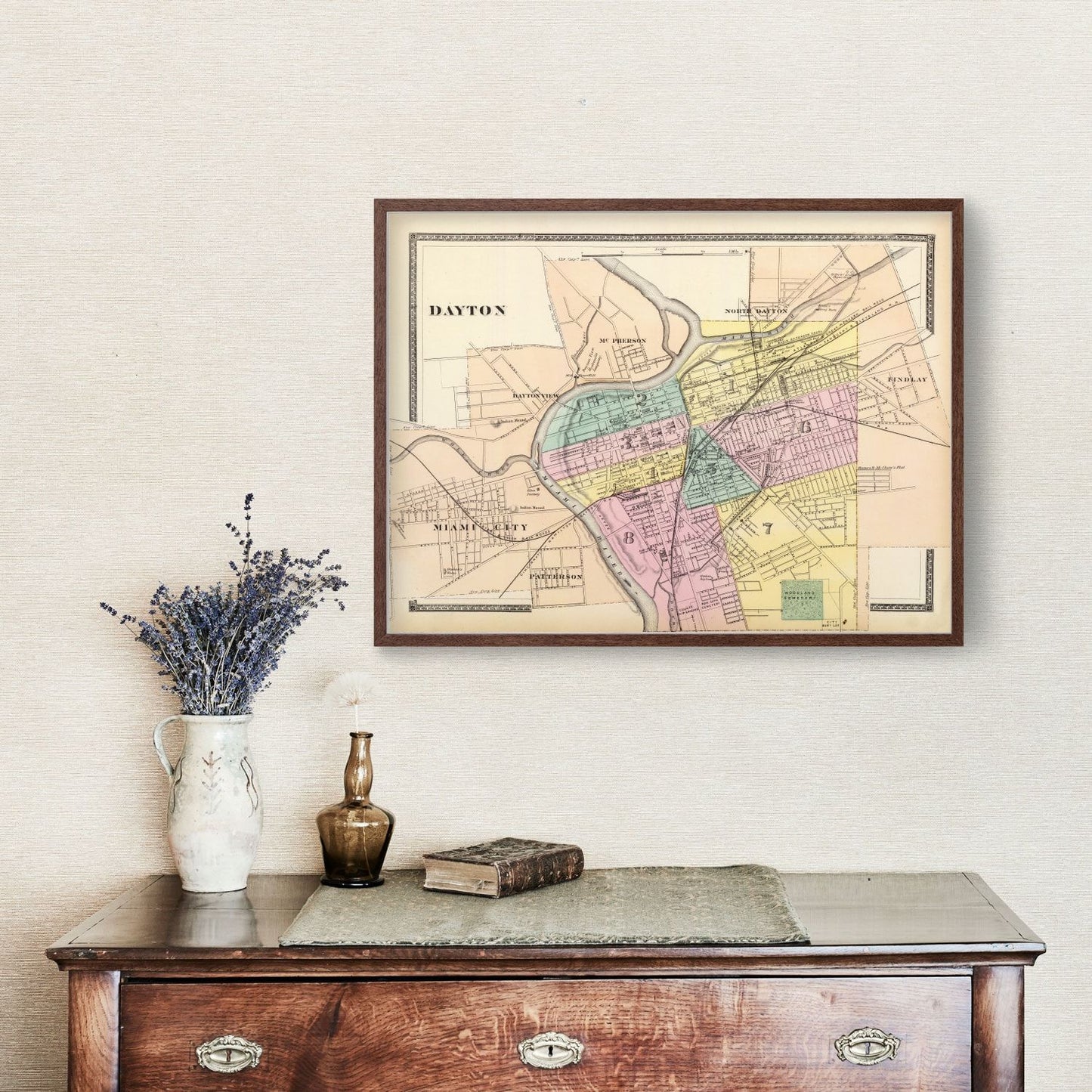 Vintage Map of Dayton, Ohio, 1872