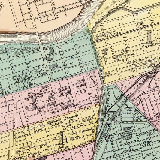 Vintage Map of Dayton, Ohio, 1872