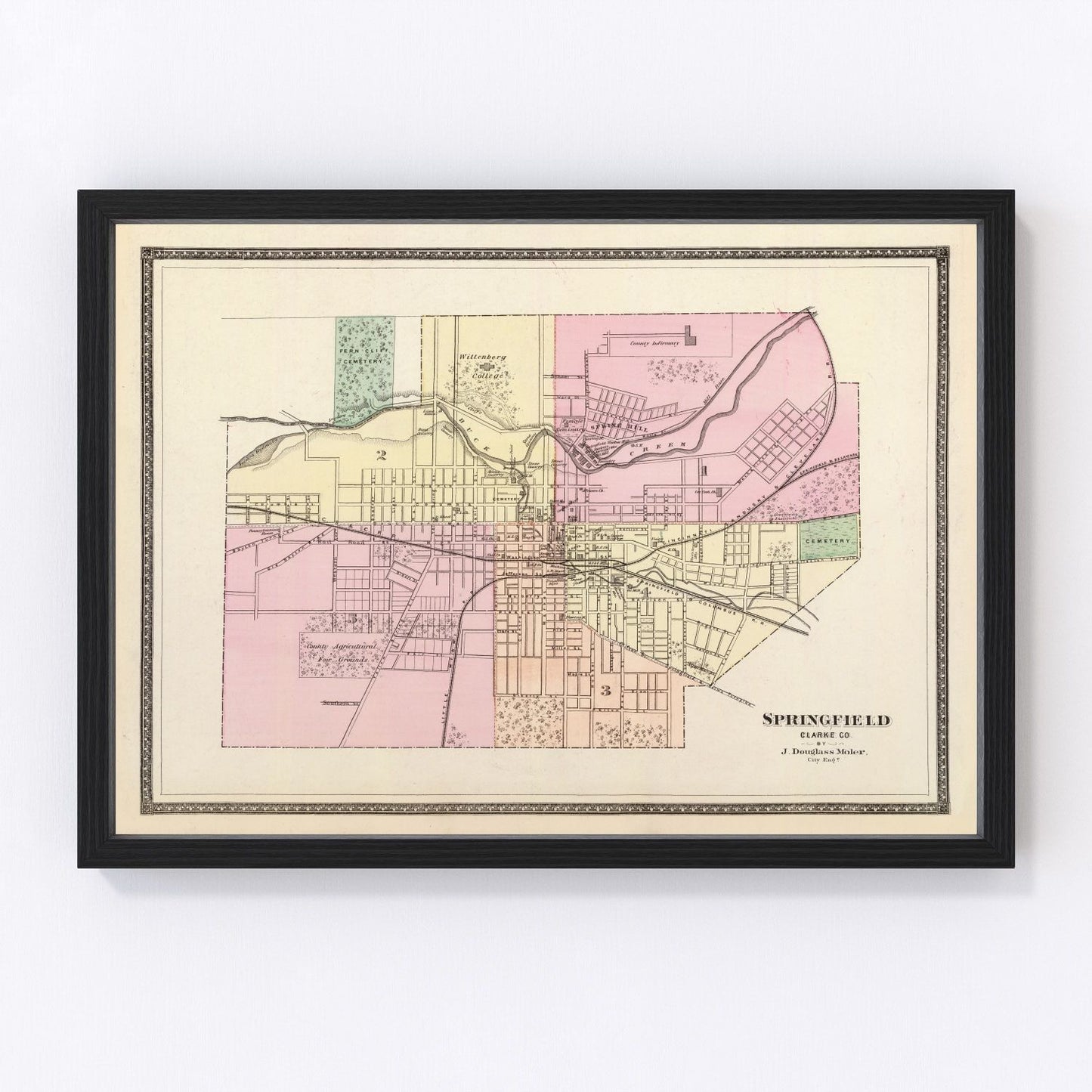 vintage map of Springfield, Ohio, 1872
