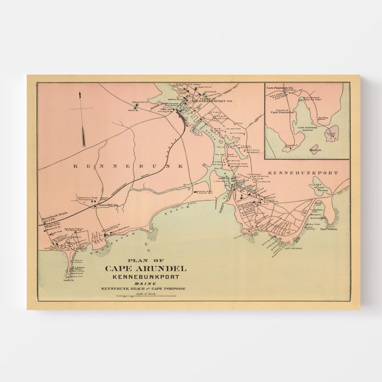 Vintage Map of Cape Porpoise, Maine, 1894
