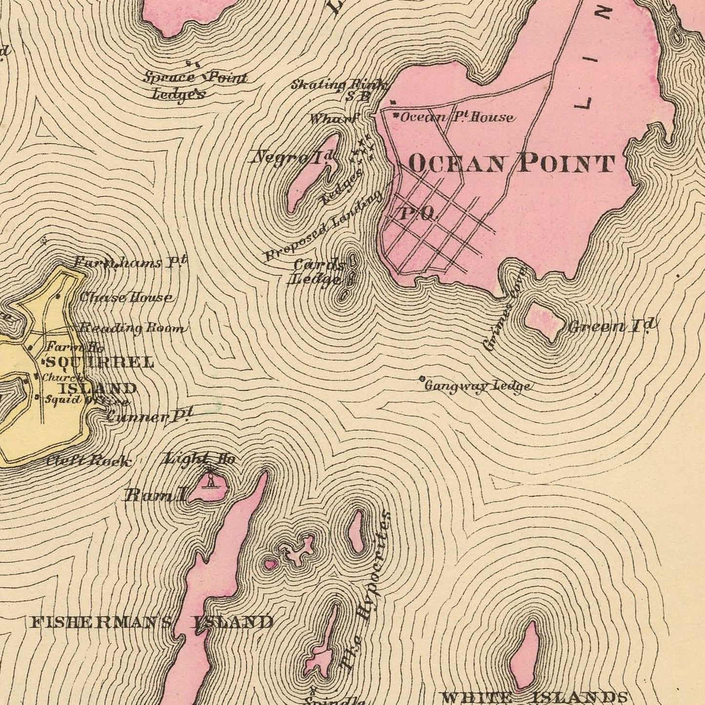 Vintage Map of Boothbay, Maine, 1894