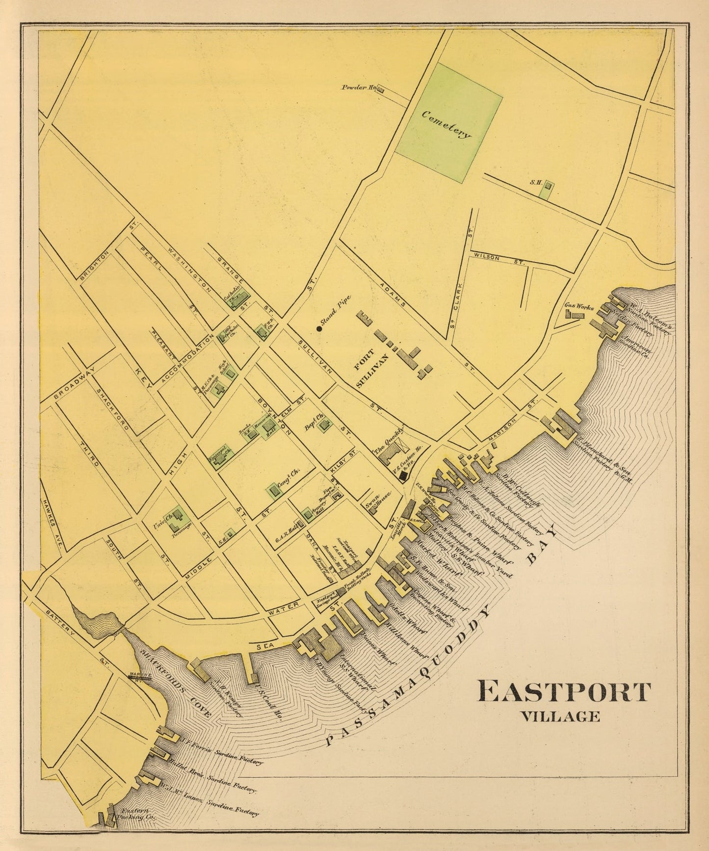 Vintage Map of Eastport, Maine, 1894