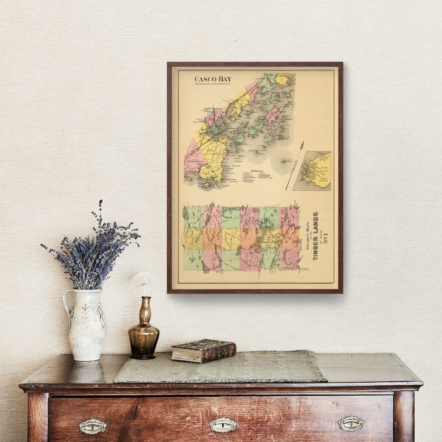 Vintage Map of Casco Bay, Maine, 1894