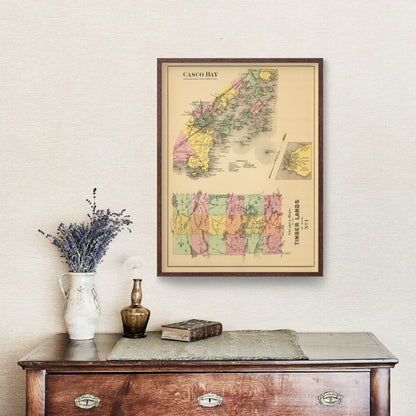 Vintage Map of Casco Bay, Maine, 1894