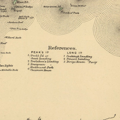 Vintage Map of Casco Bay, Maine, 1894
