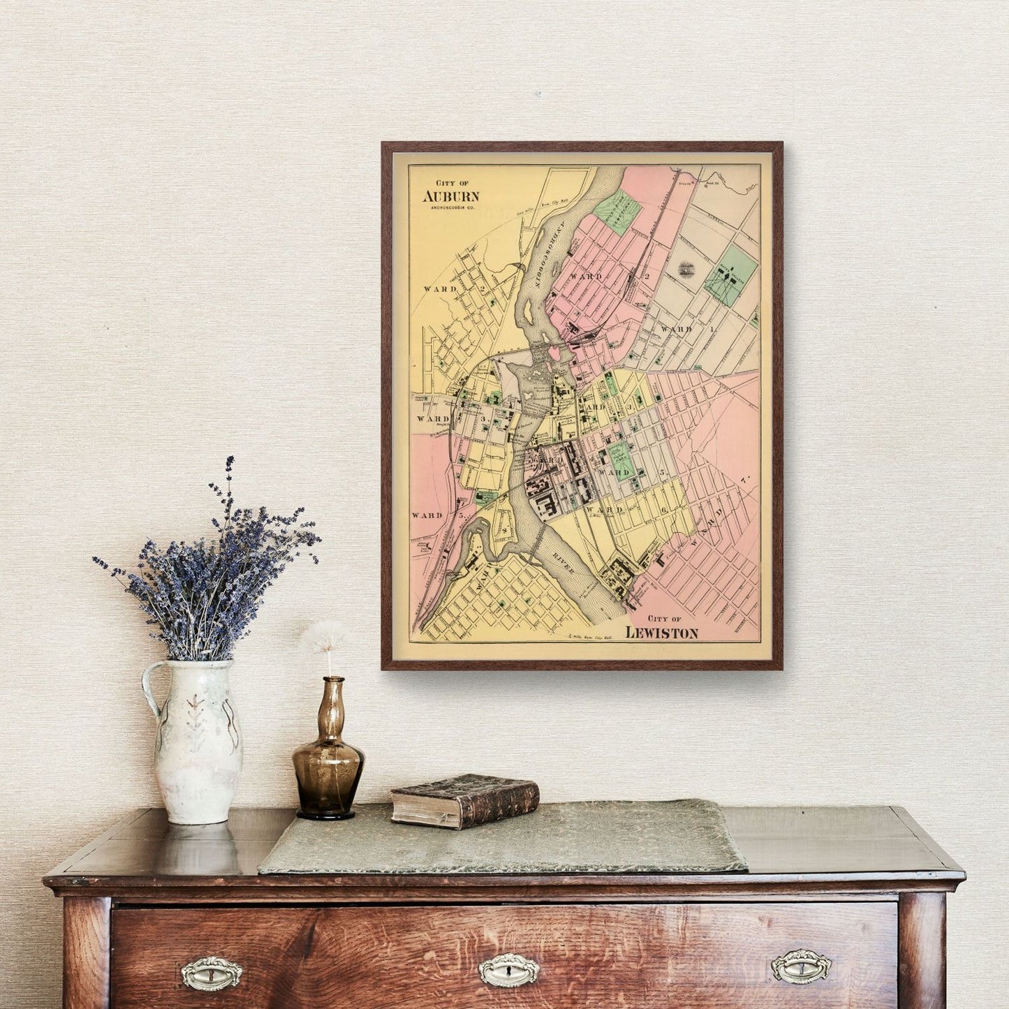 Vintage Map of Auburn, Maine, 1894