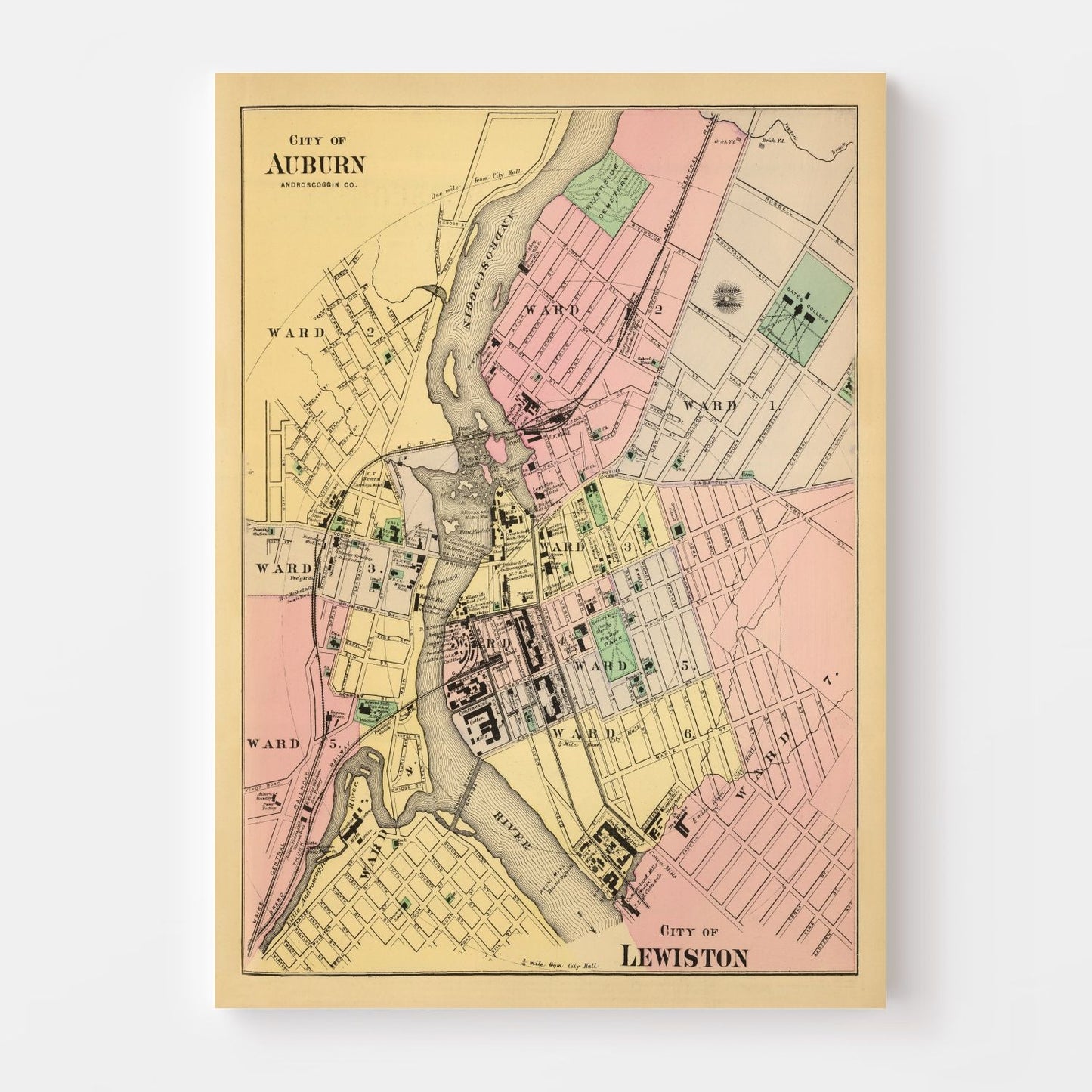 Vintage Map of Auburn, Maine, 1894