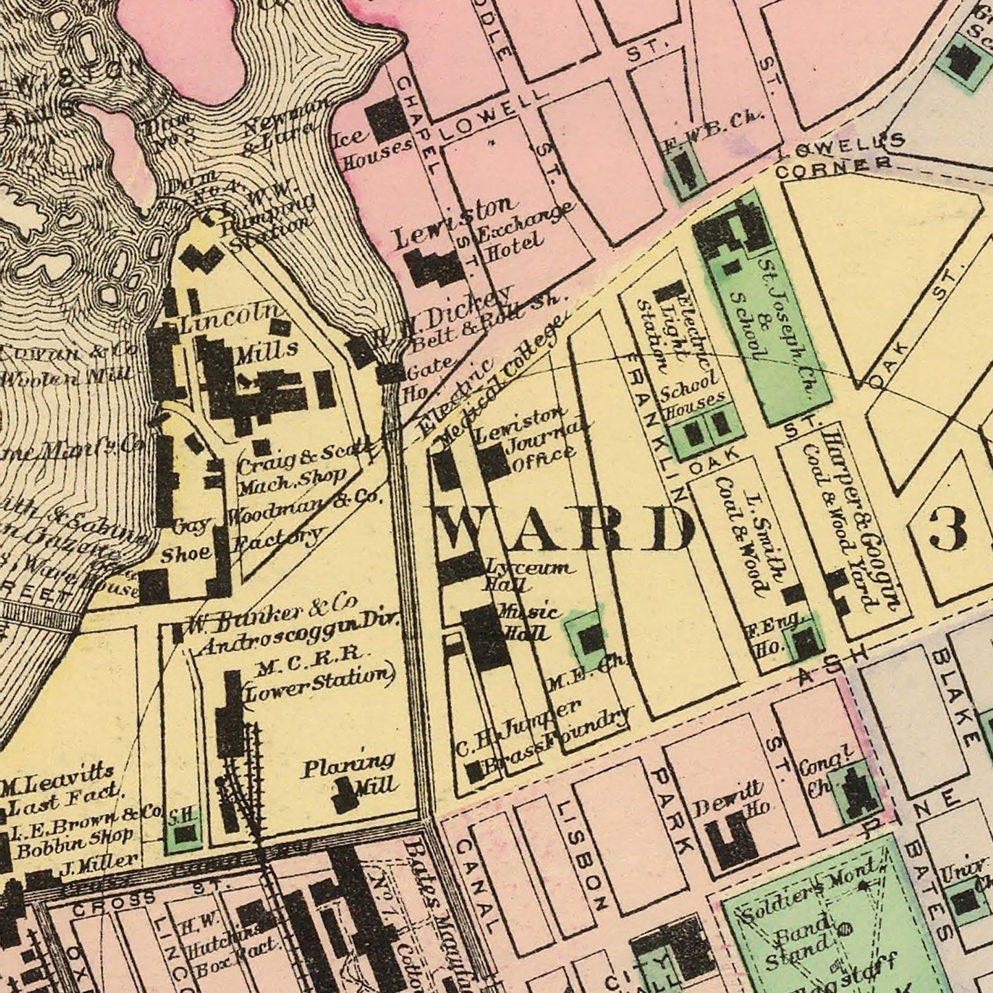 Vintage Map of Auburn, Maine, 1894