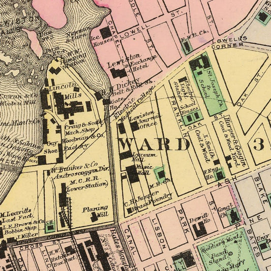 Vintage Map of Auburn, Maine, 1894