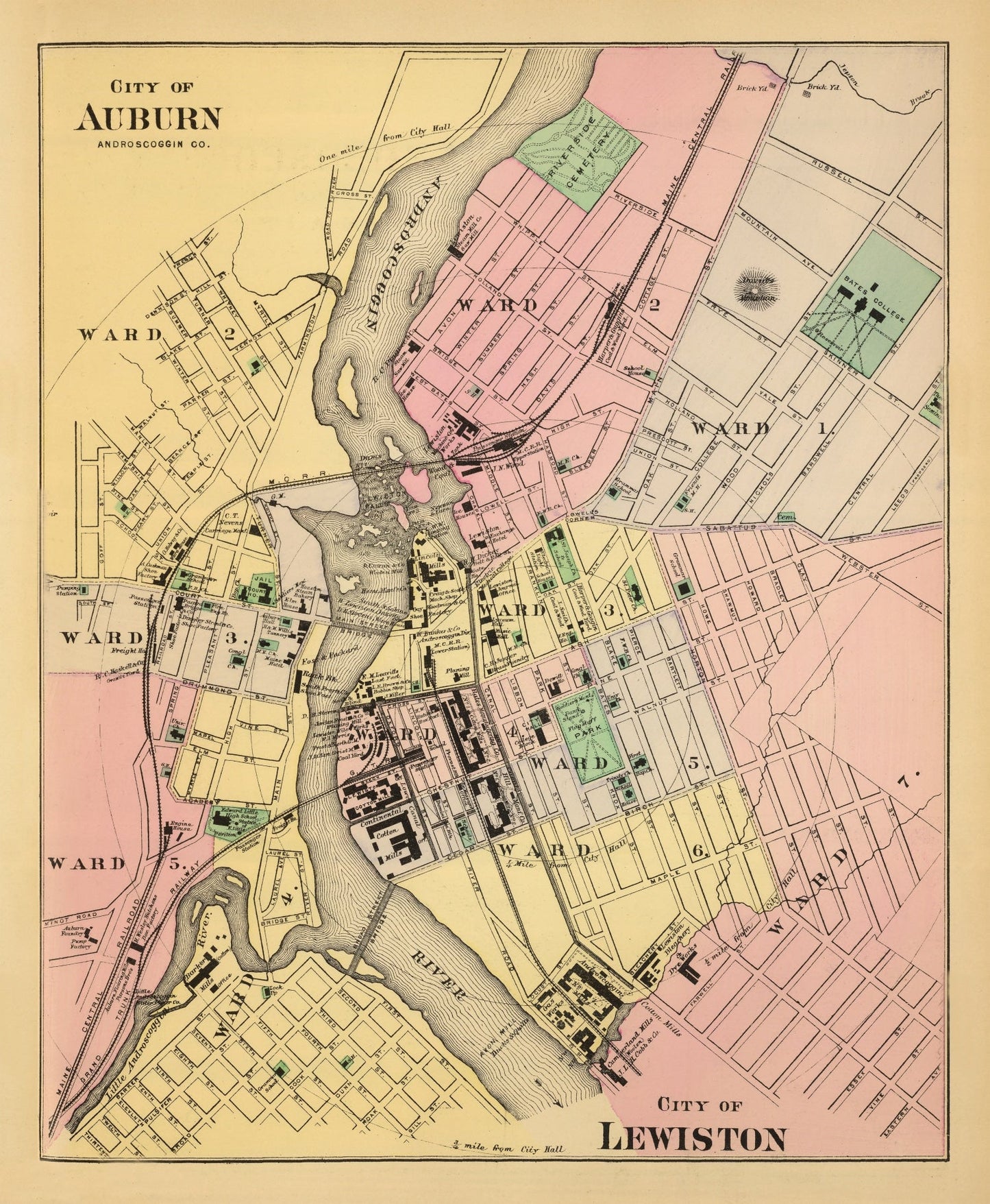 Vintage Map of Auburn, Maine, 1894