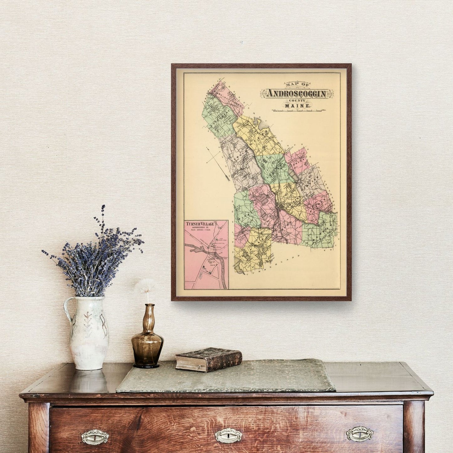 Vintage Map of Turner, Maine, 1894