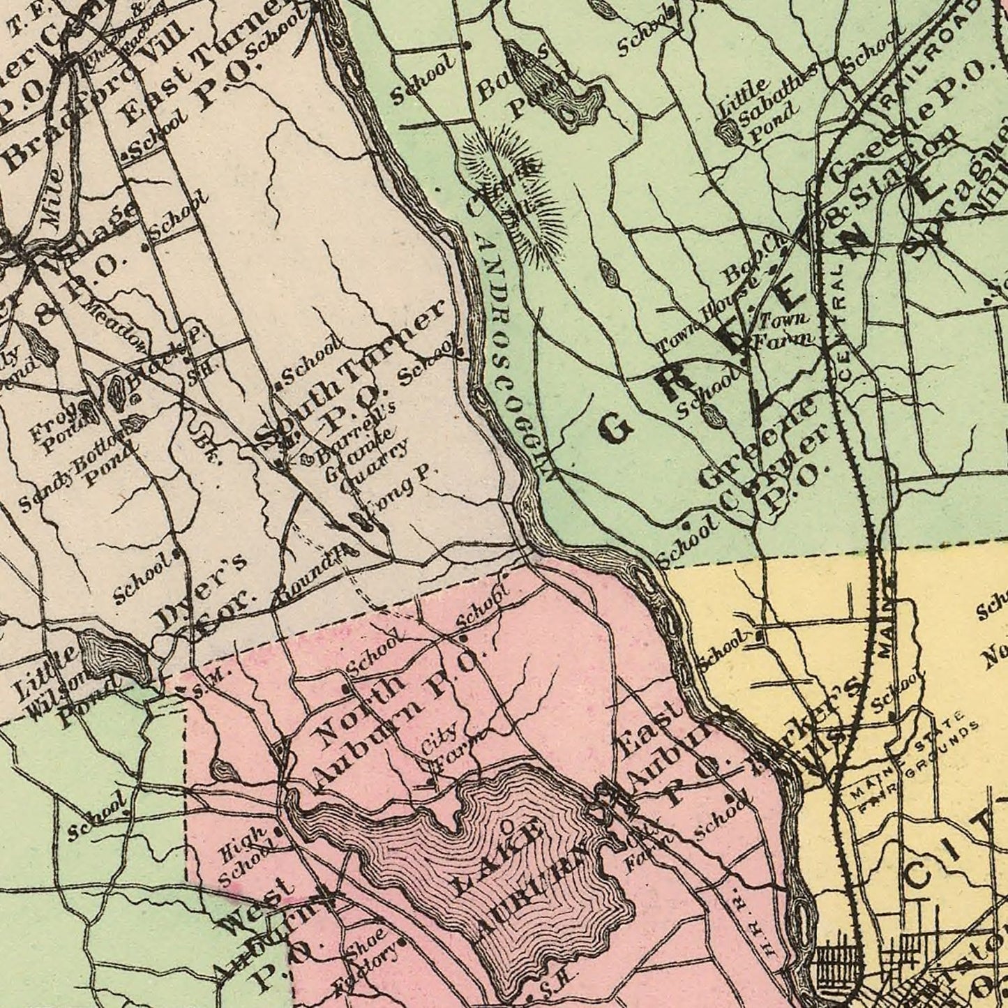 Vintage Map of Turner, Maine, 1894