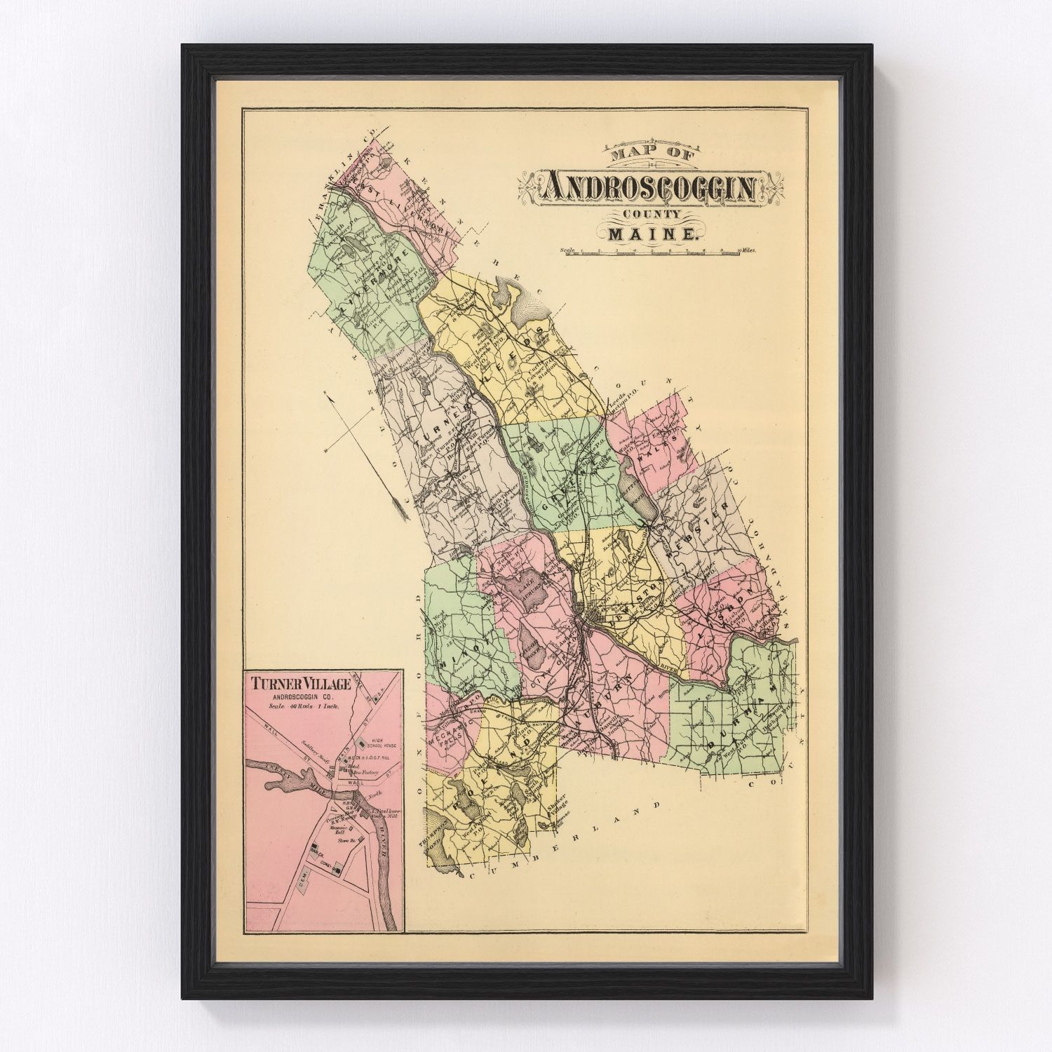Vintage map of Turner, Maine, 1894