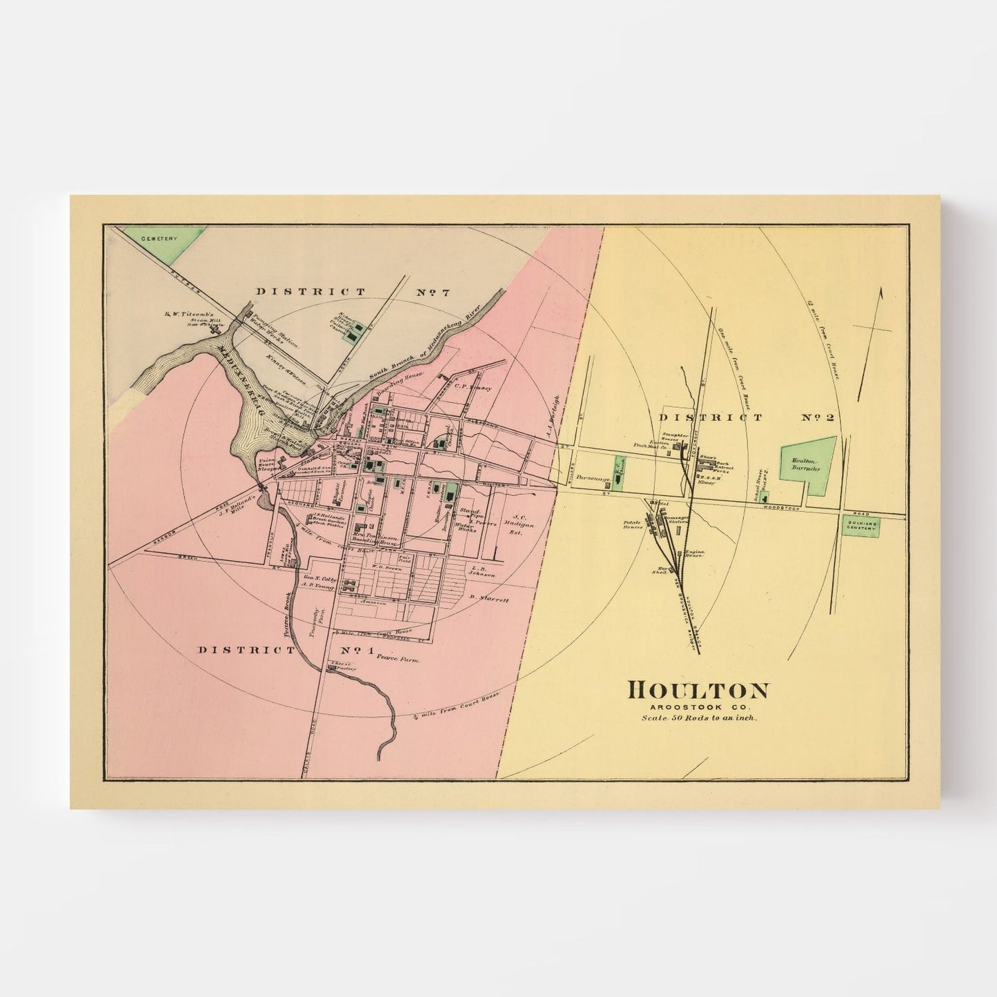 Vintage Map of Houlton, Aroostook County, Maine, 1894 (Historic Print)