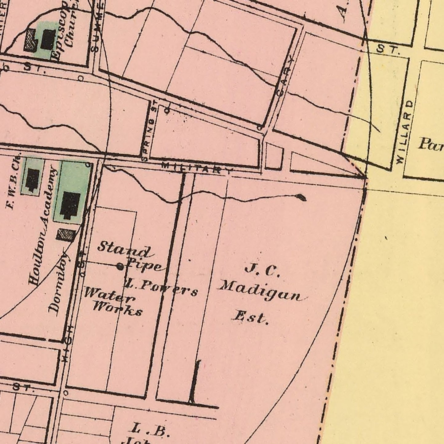 Vintage Map of Houlton, Aroostook County, Maine, 1894 (Historic Print)