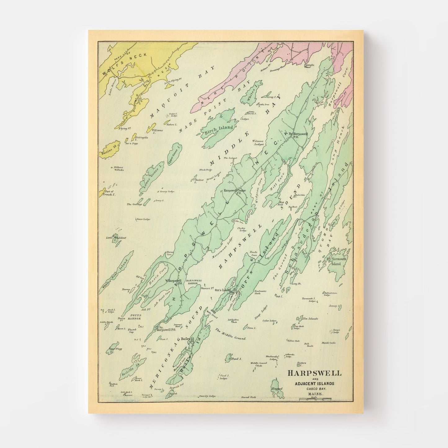 Vintage Map of Harpswell, Maine, 1894