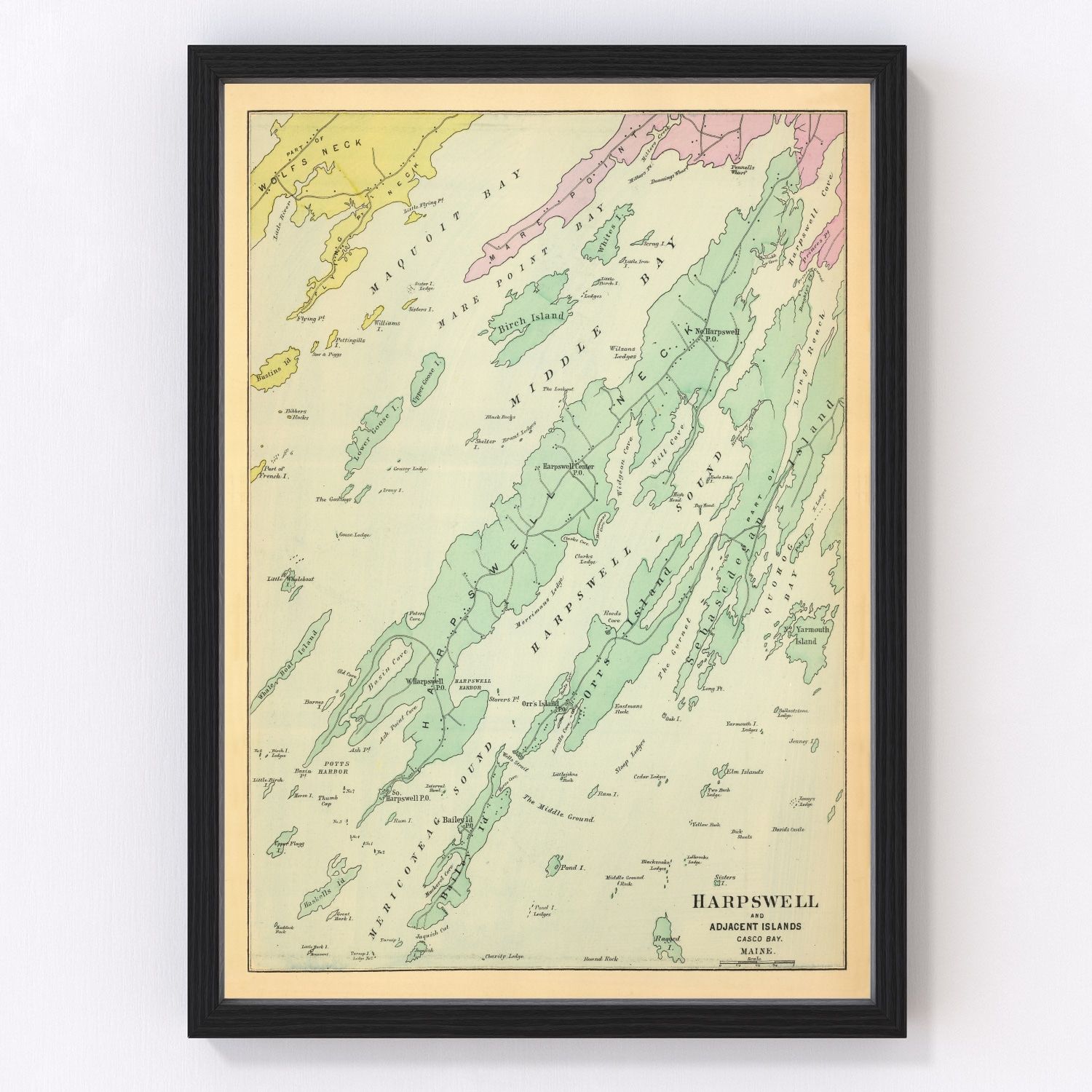 Vintage map of Harpswell, Maine, 1894