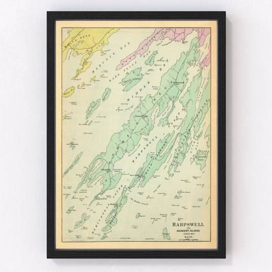 Vintage map of Harpswell, Maine, 1894