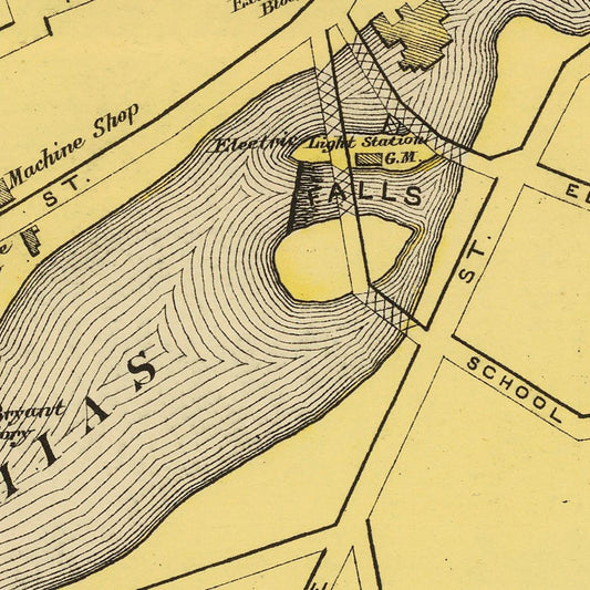 Vintage Map of Machias, Maine, 1894