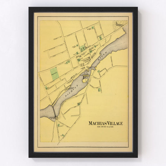 Vintage map of Machias, Maine, 1894