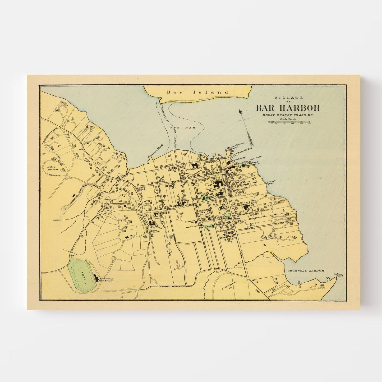 Vintage Map of Bar Harbor, Maine, 1894