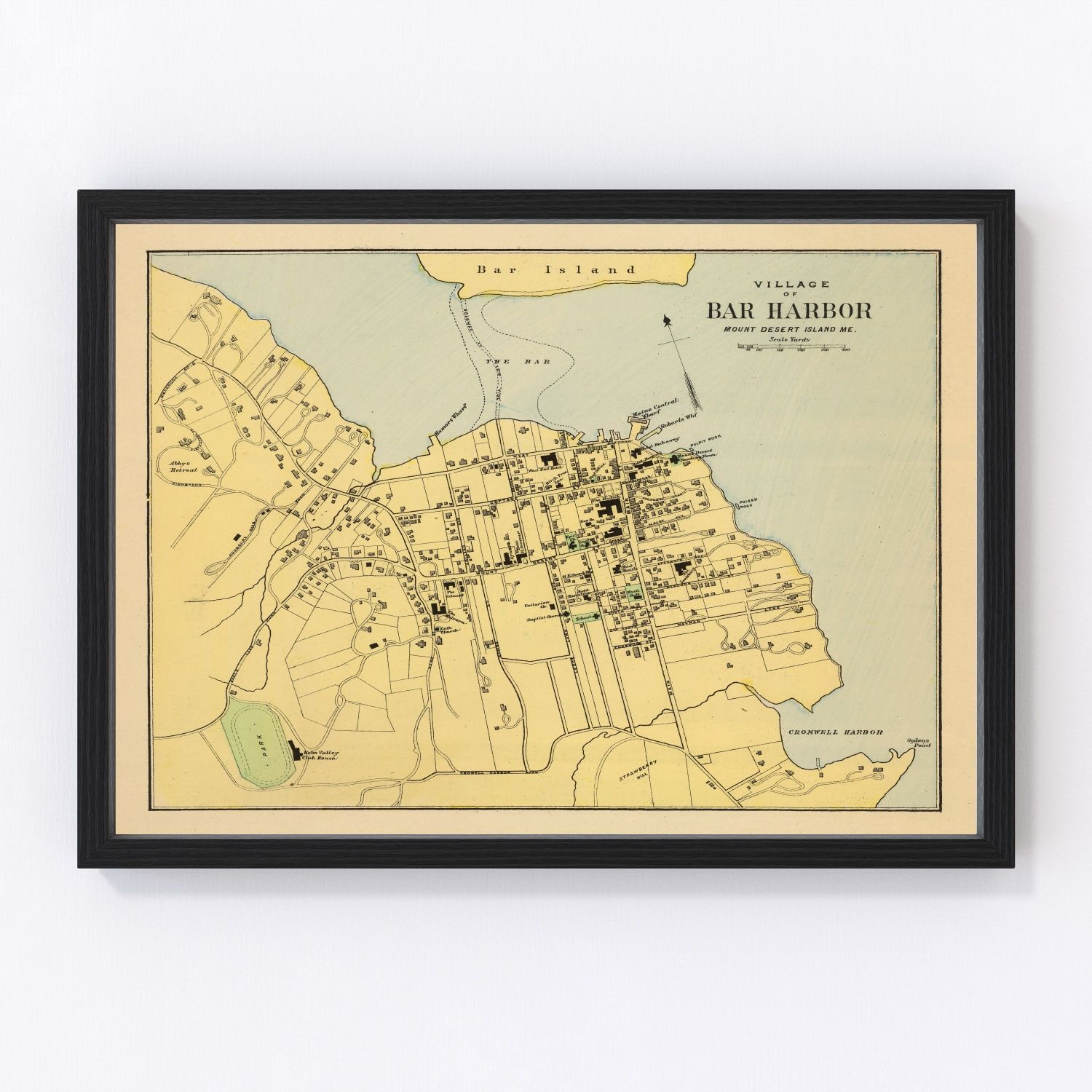 Vintage map of Bar Harbor, Maine, 1894