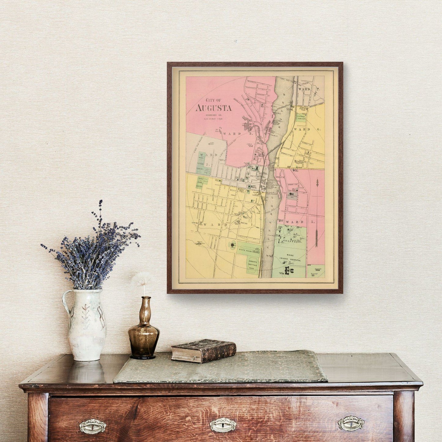 Vintage Map of Augusta, Maine, 1894
