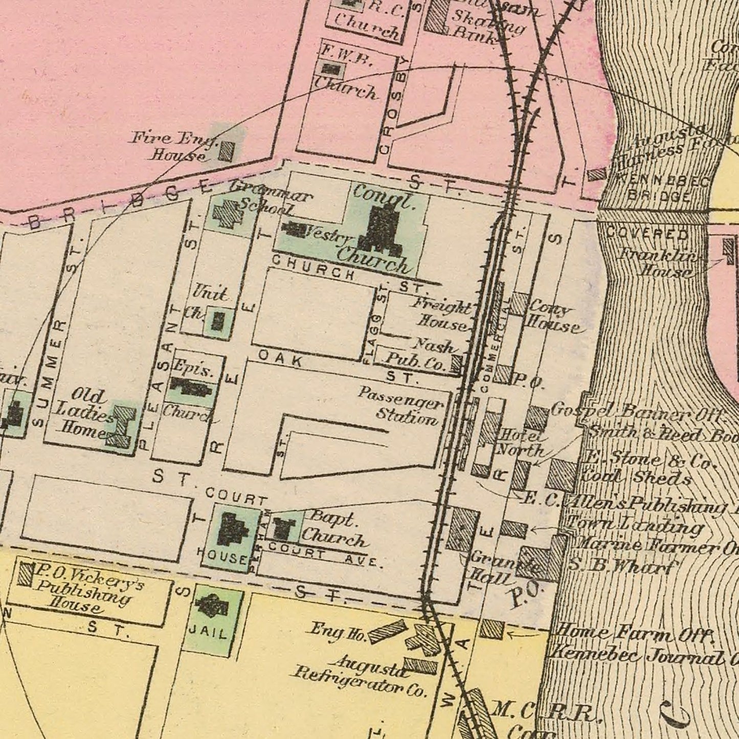 Vintage Map of Augusta, Maine, 1894