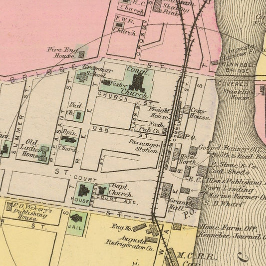 Vintage Map of Augusta, Maine, 1894