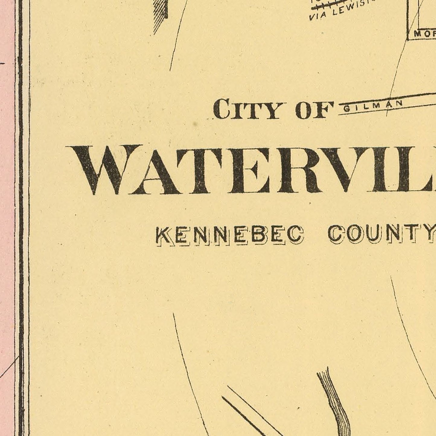 Vintage Map of Hallowell, Maine, 1894